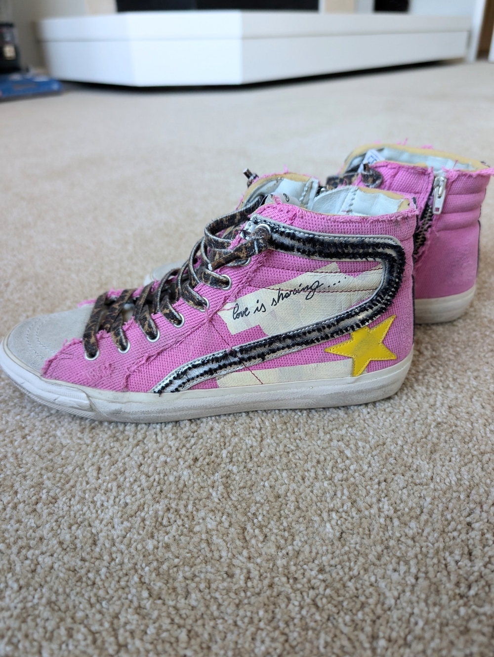 Golden Goose Mid-Top You Make Me Always Happy Canvas Sneakers - Picture 3 of 8